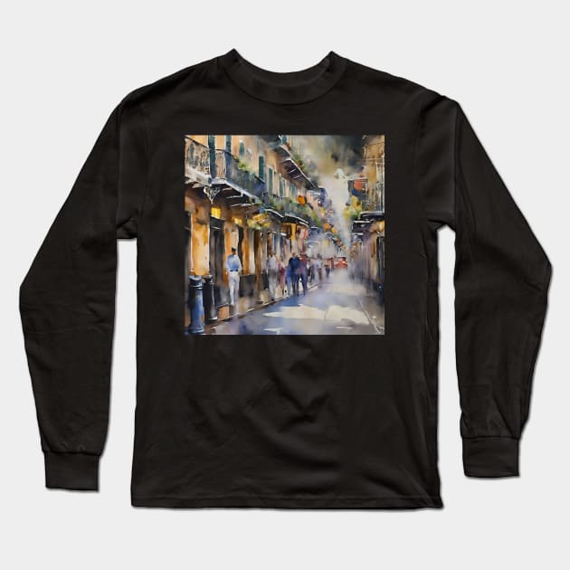 Memories of New Orleans - Bourbon Street Long Sleeve T-Shirt by Oldetimemercan